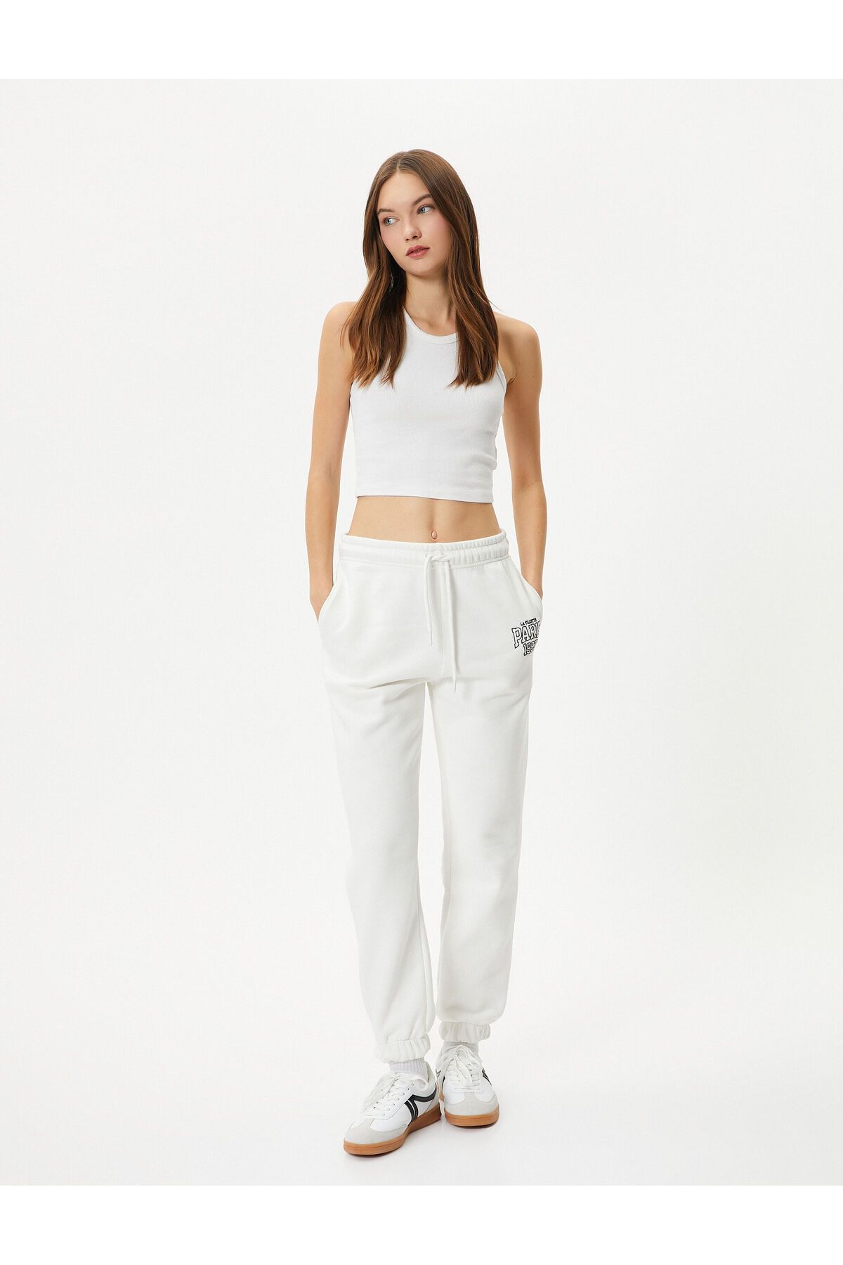 Jogger Sweatpants Tie Waist Pocket Print Detailed