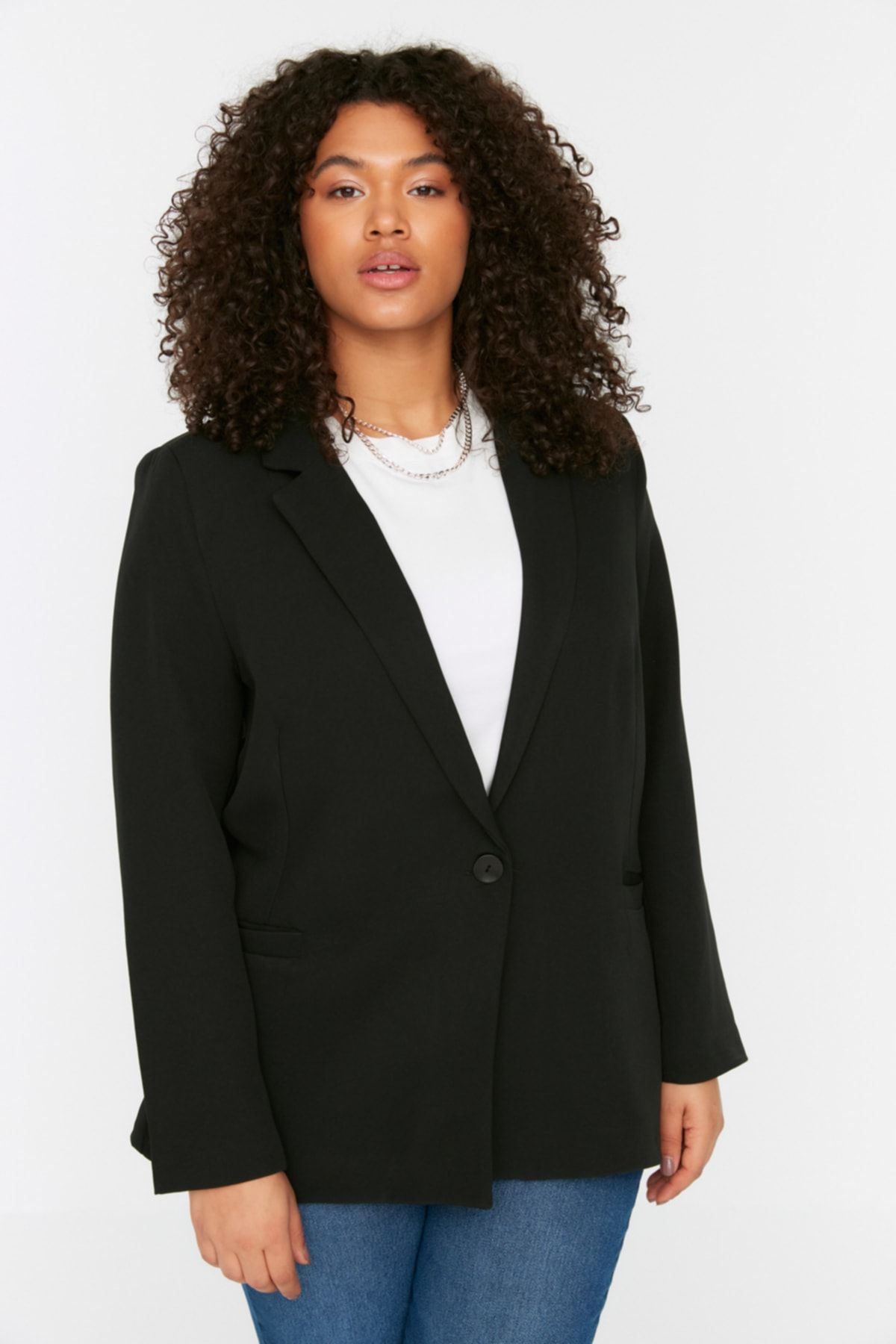 Leopard Lining Detailed Blazer Woven Jacket