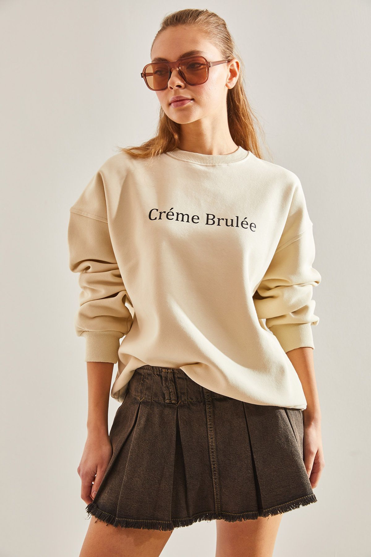 Women's Text Printed Three Thread Raised Sweatshirt