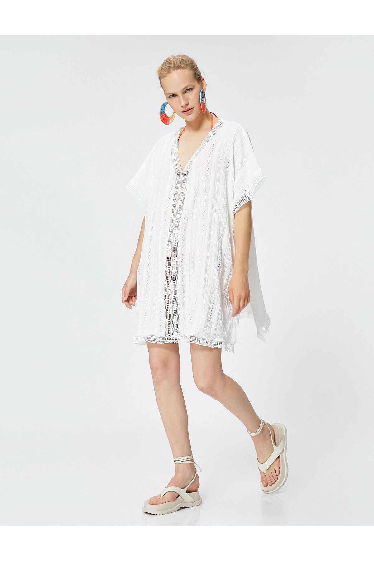 Oversize Striped Detailed Beach Dress