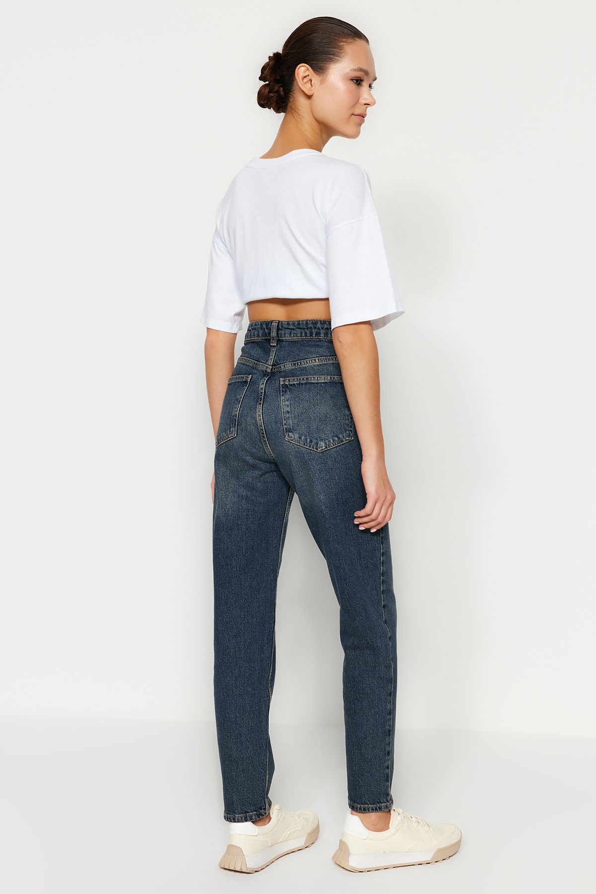 Vintage Effect High Waist Jeans Everything5Pounds
