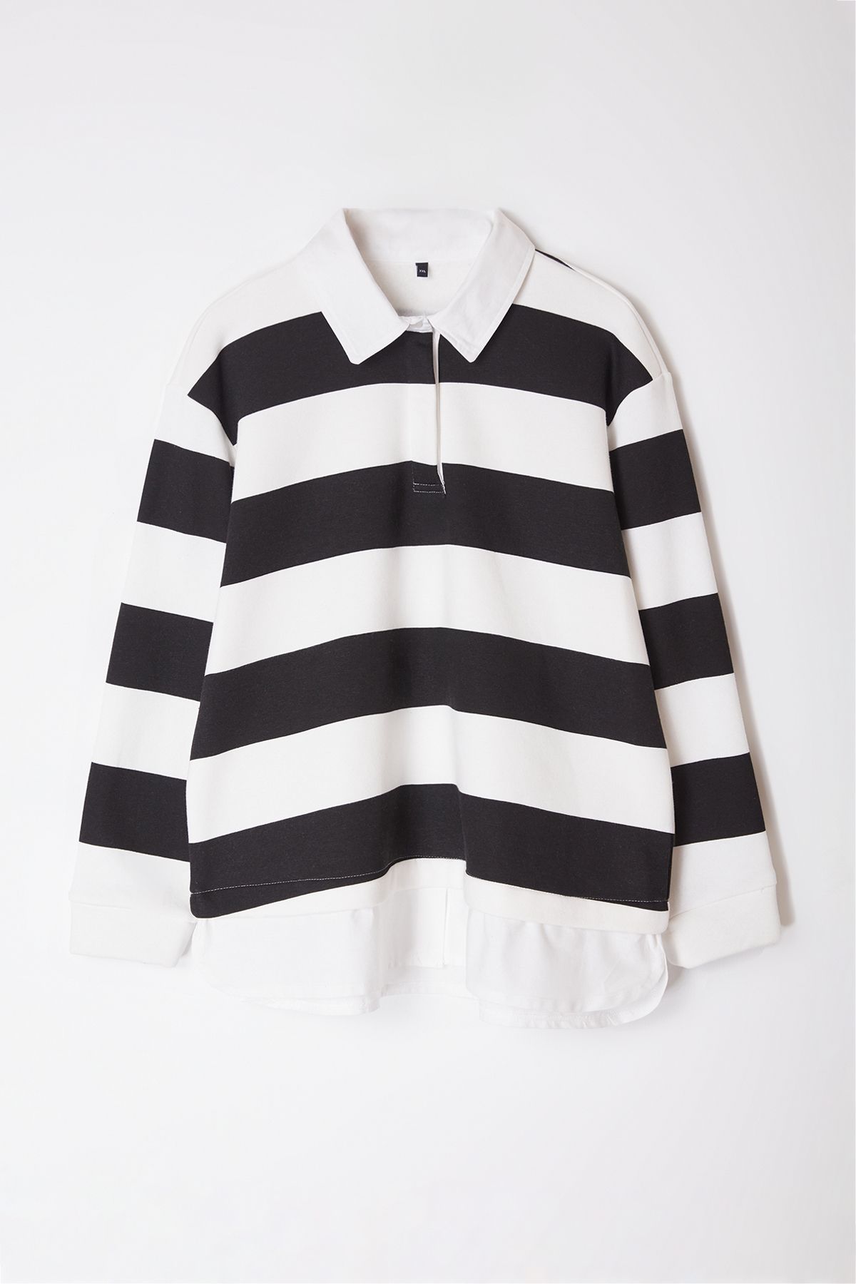 Black and white striped sweatshirt mens best sale