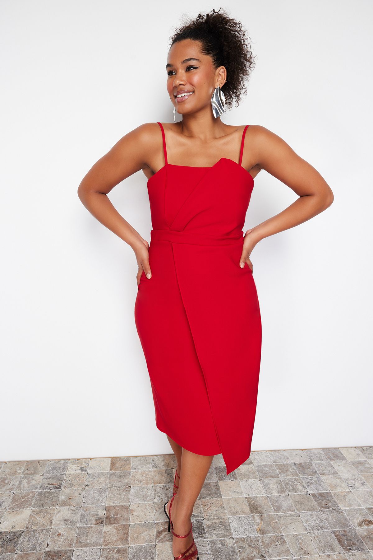 Spaghetti Strap Midi Bodycon Dress Everything5Pounds