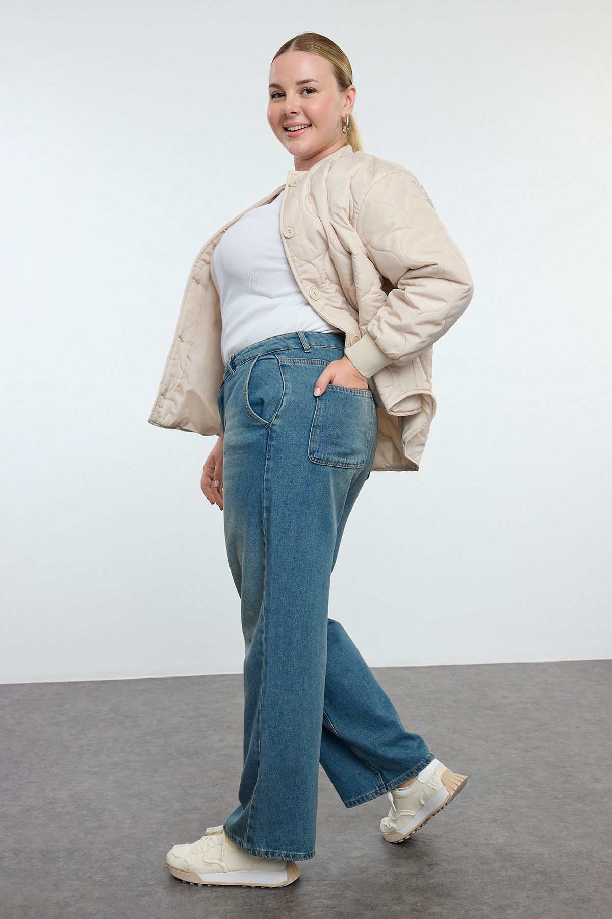 High Waist Wide Leg Plus Size Jeans