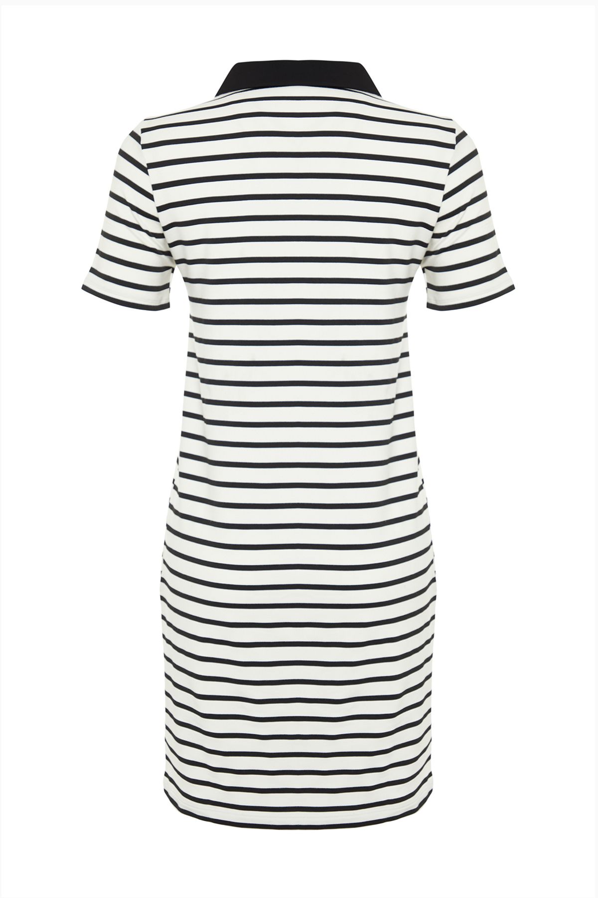 Black and white striped a line dress best sale