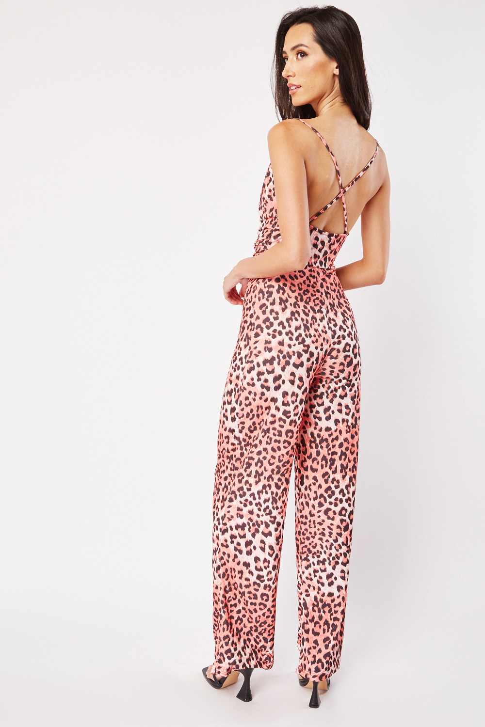 PINK L leopard selling cowlneck