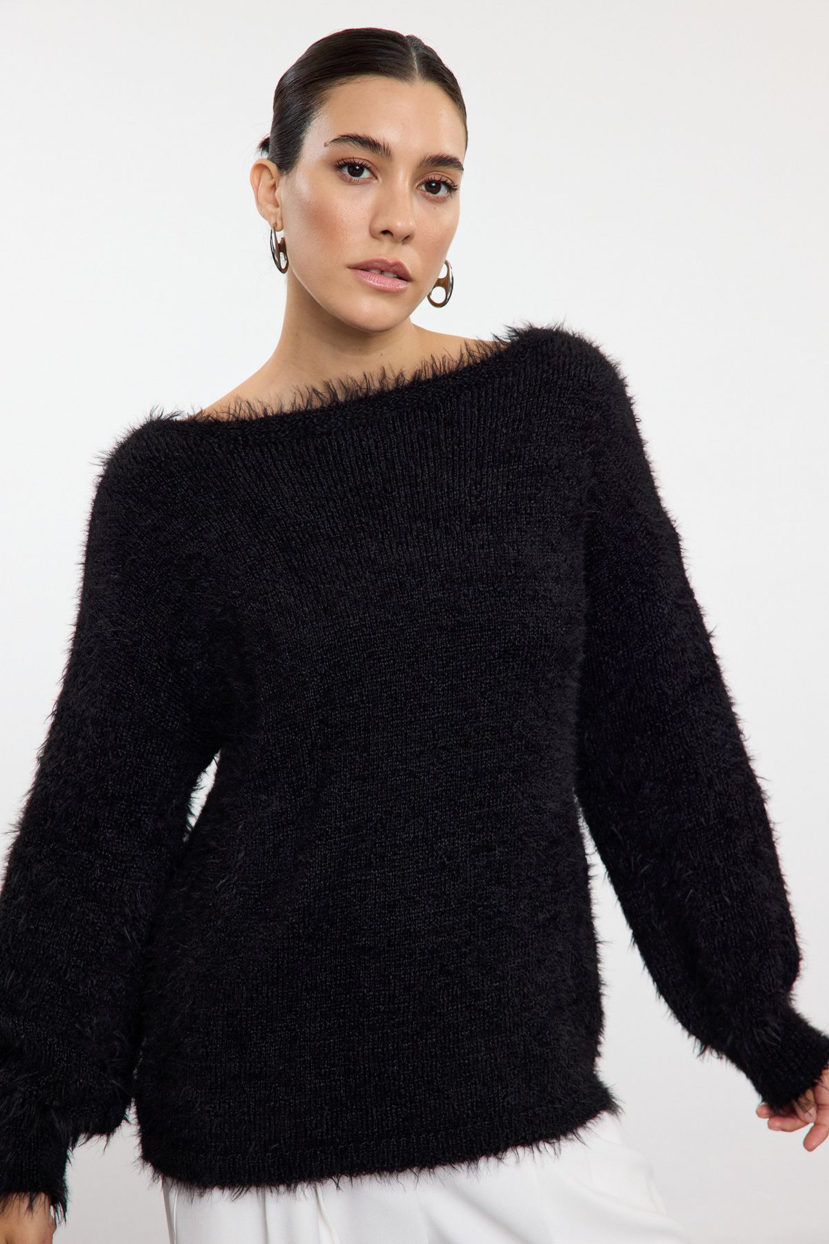Eyelash Boat Neck Jumper Everything5Pounds