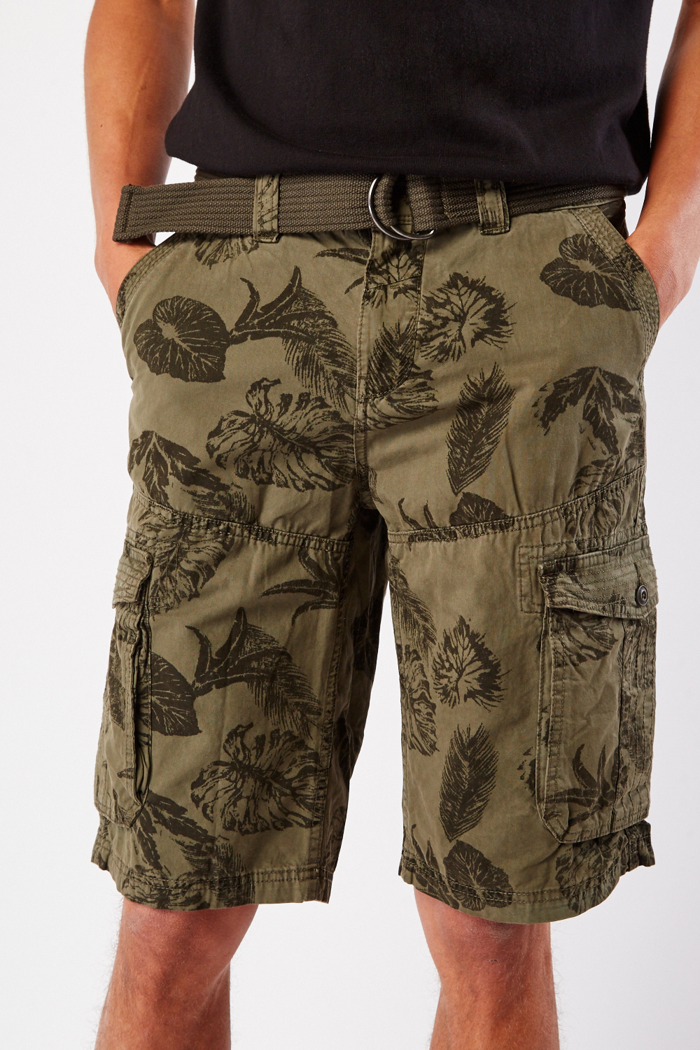 Belted Print Mens Shorts