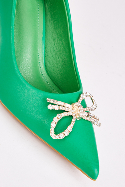 Bow Encrusted Detail Court Heels