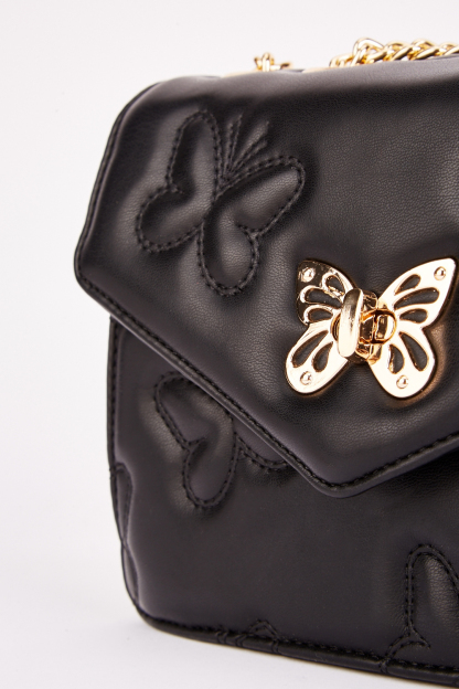 Butterfly Encrusted Flap Bag
