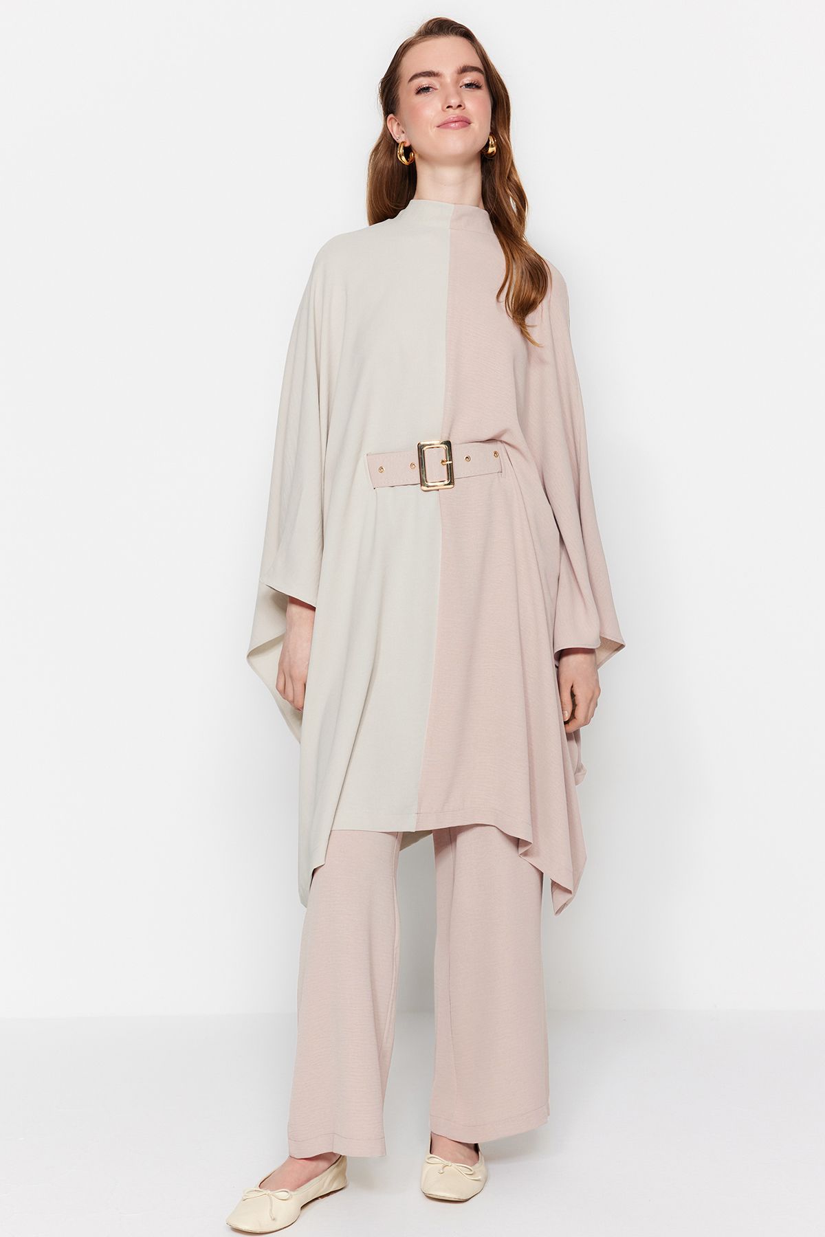 Waist Belted TunicPants Woven Suit Everything5Pounds