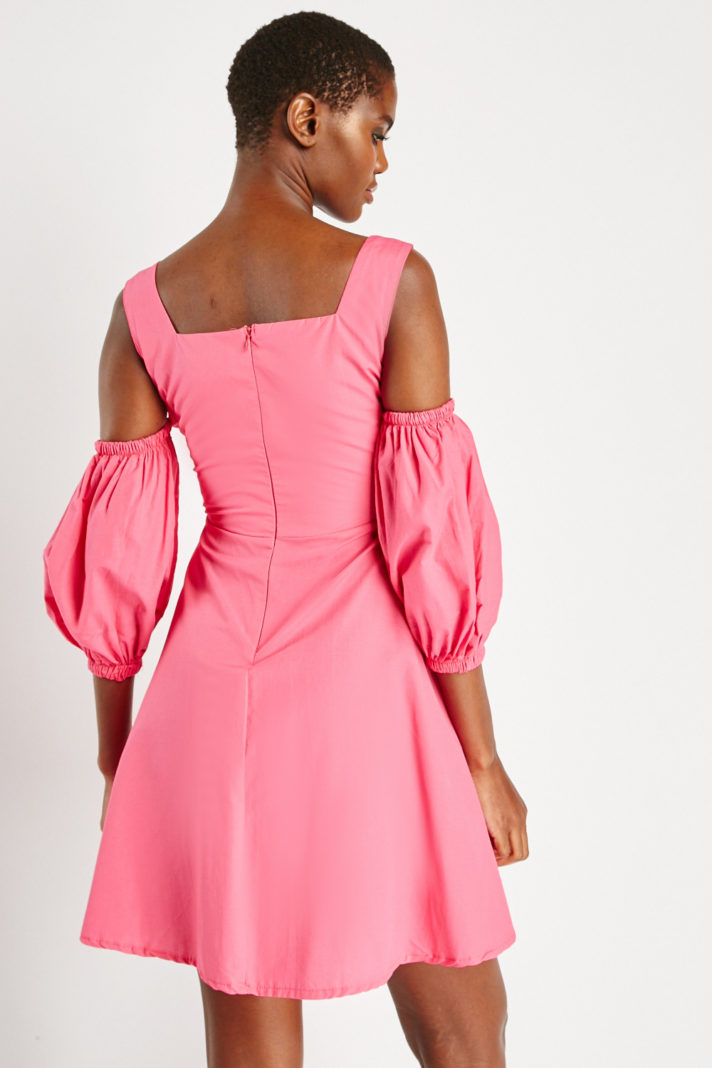 Cold Shoulder Wrap Swing Dress Everything5Pounds