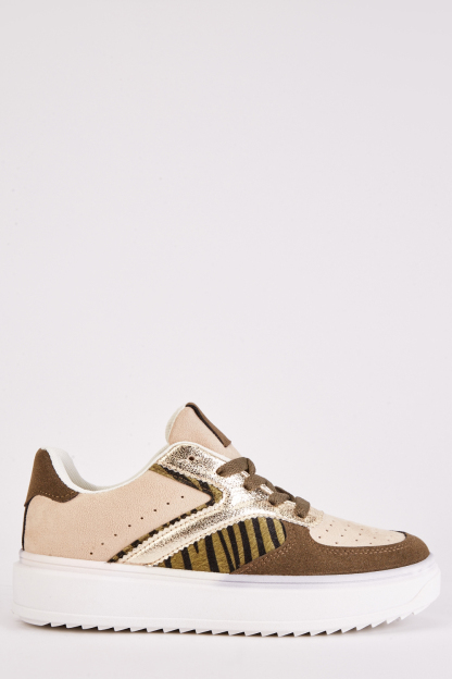 Contrasted Platform Heeled Trainers