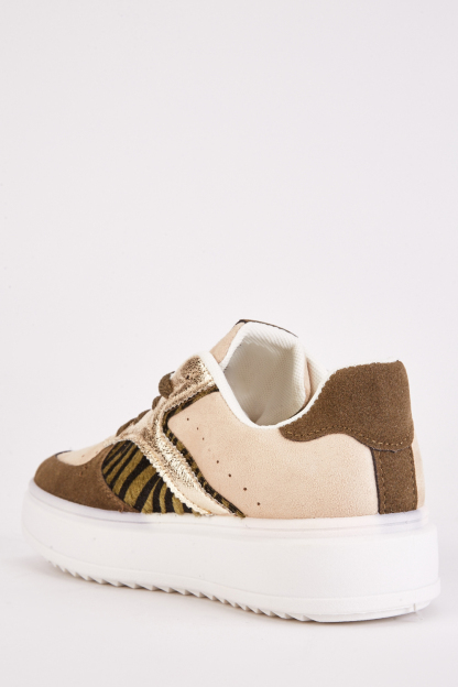 Contrasted Platform Heeled Trainers