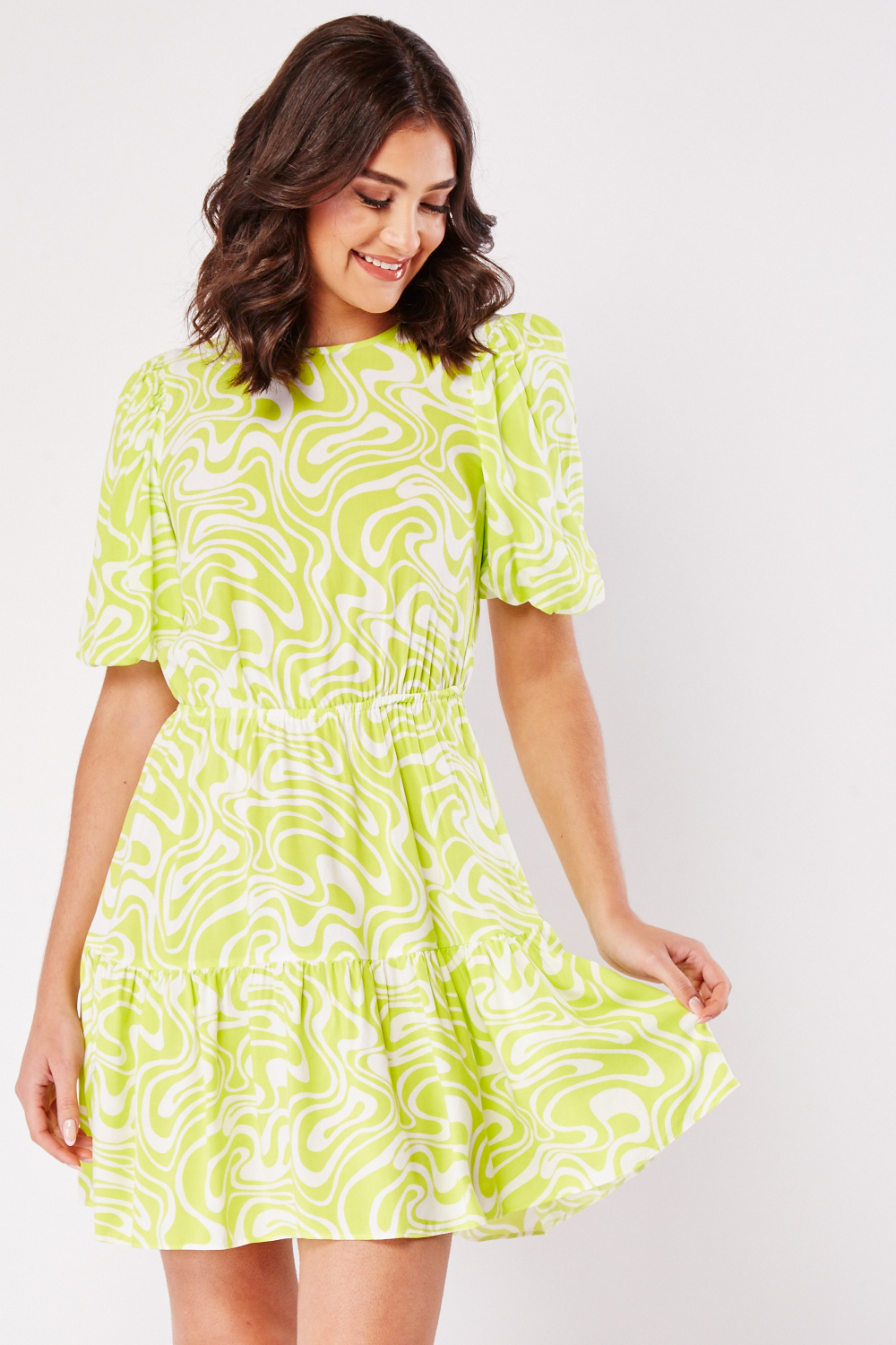 Cut out Back Printed Smock Dress