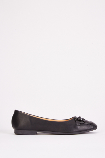 Detail Front Square Toe Flat Shoes