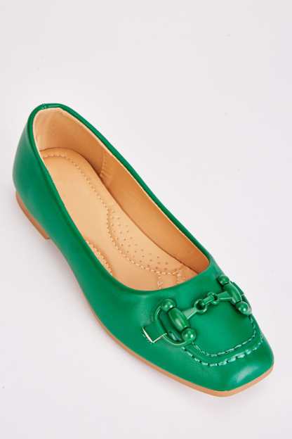 Detail Front Square Toe Flat Shoes