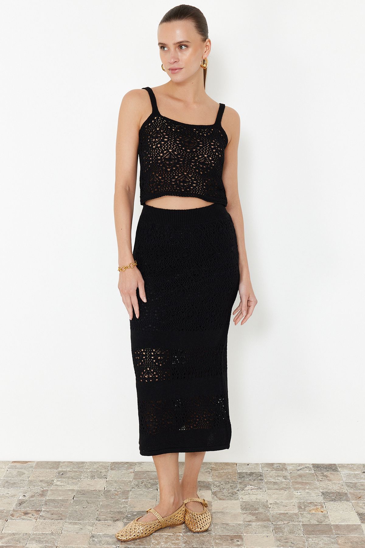 Perforated Knitwear Bottom-Top Set