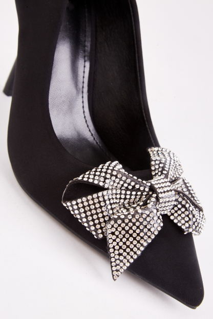 Encrusted Bow Detail Court Heels
