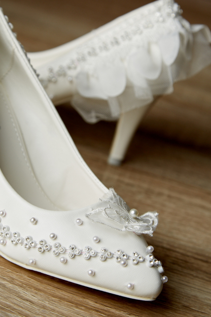 Encrusted Faux Pearl Court Wedding Heels