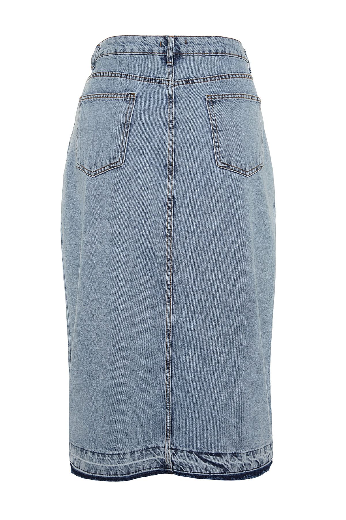 Denim Skirt with a Front Slit Everything5Pounds