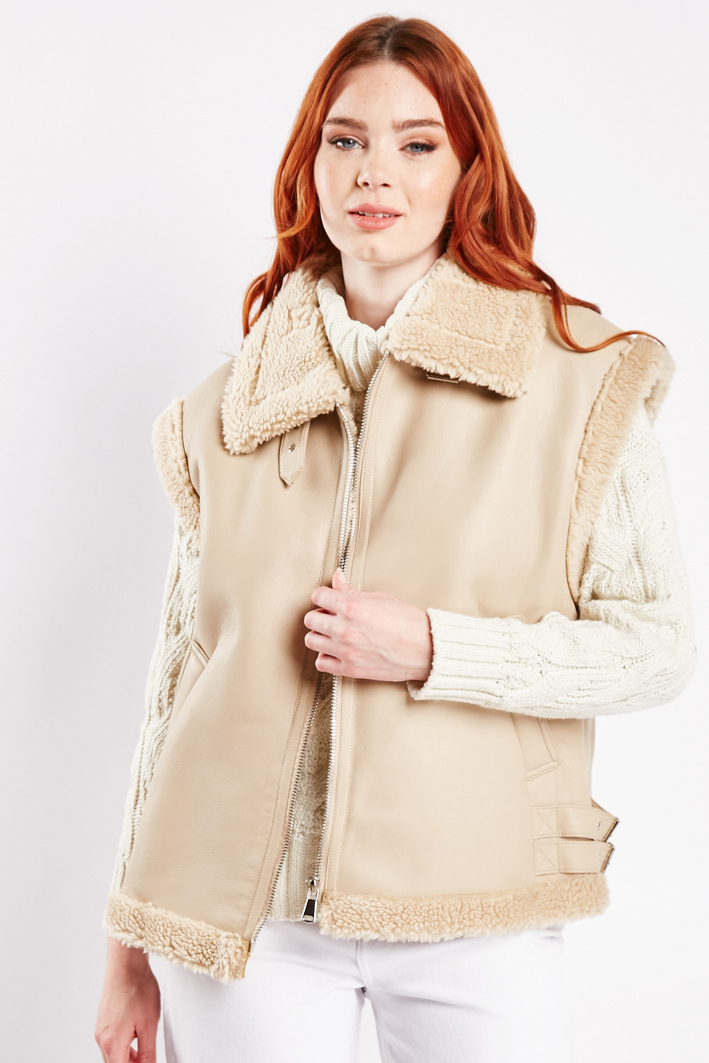 Womens teddy bear gilet sales