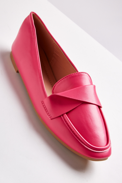 Flap Detail Faux Leather Loafers