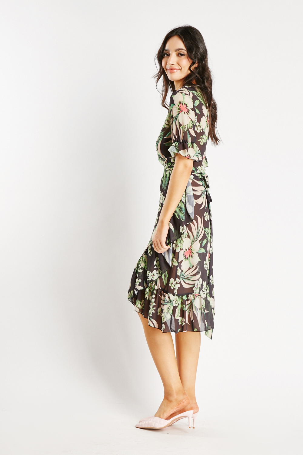Floral Midi Wrap Dress – Everything5Pounds