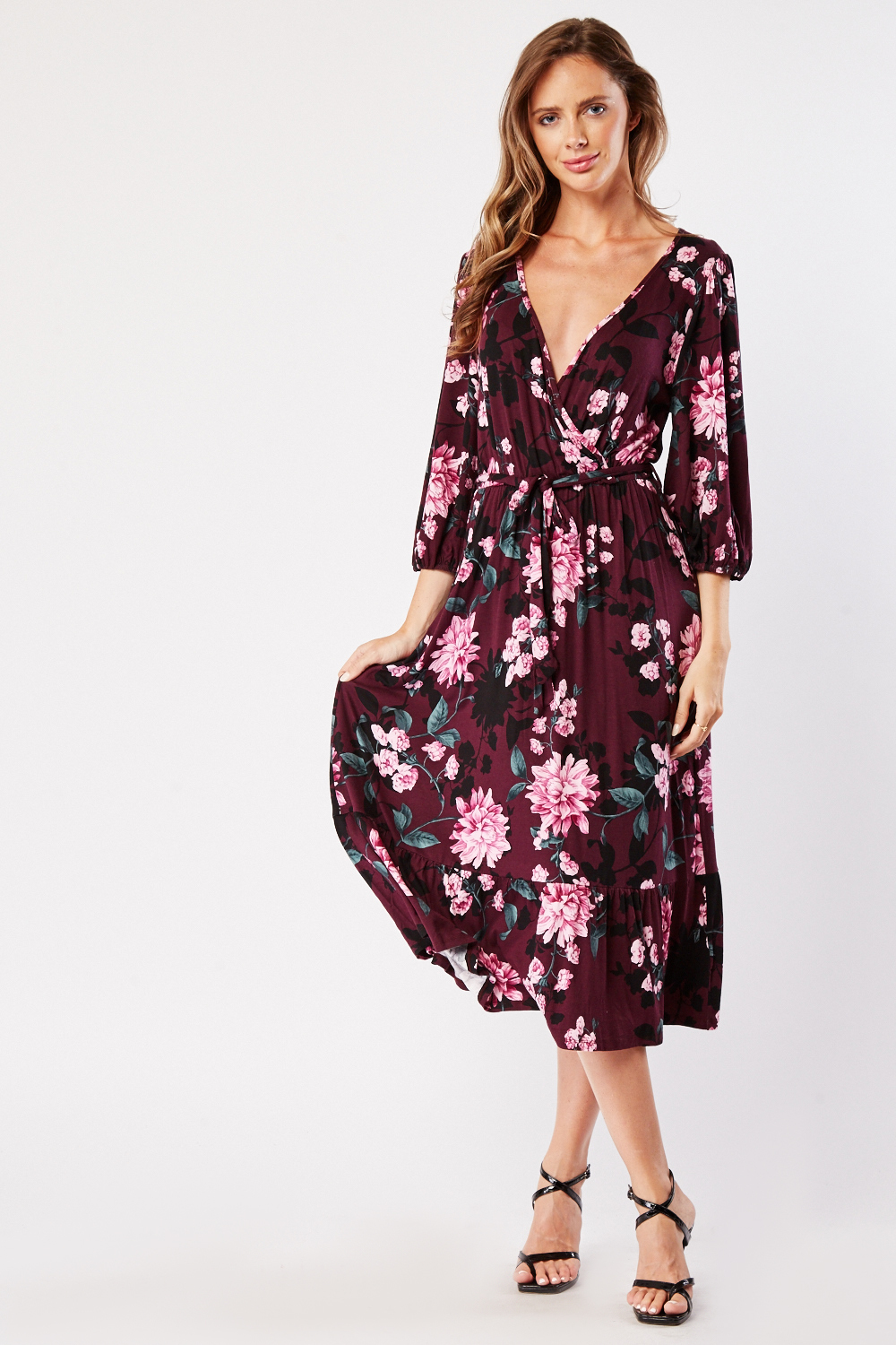 Floral Wrapped Swing Dress