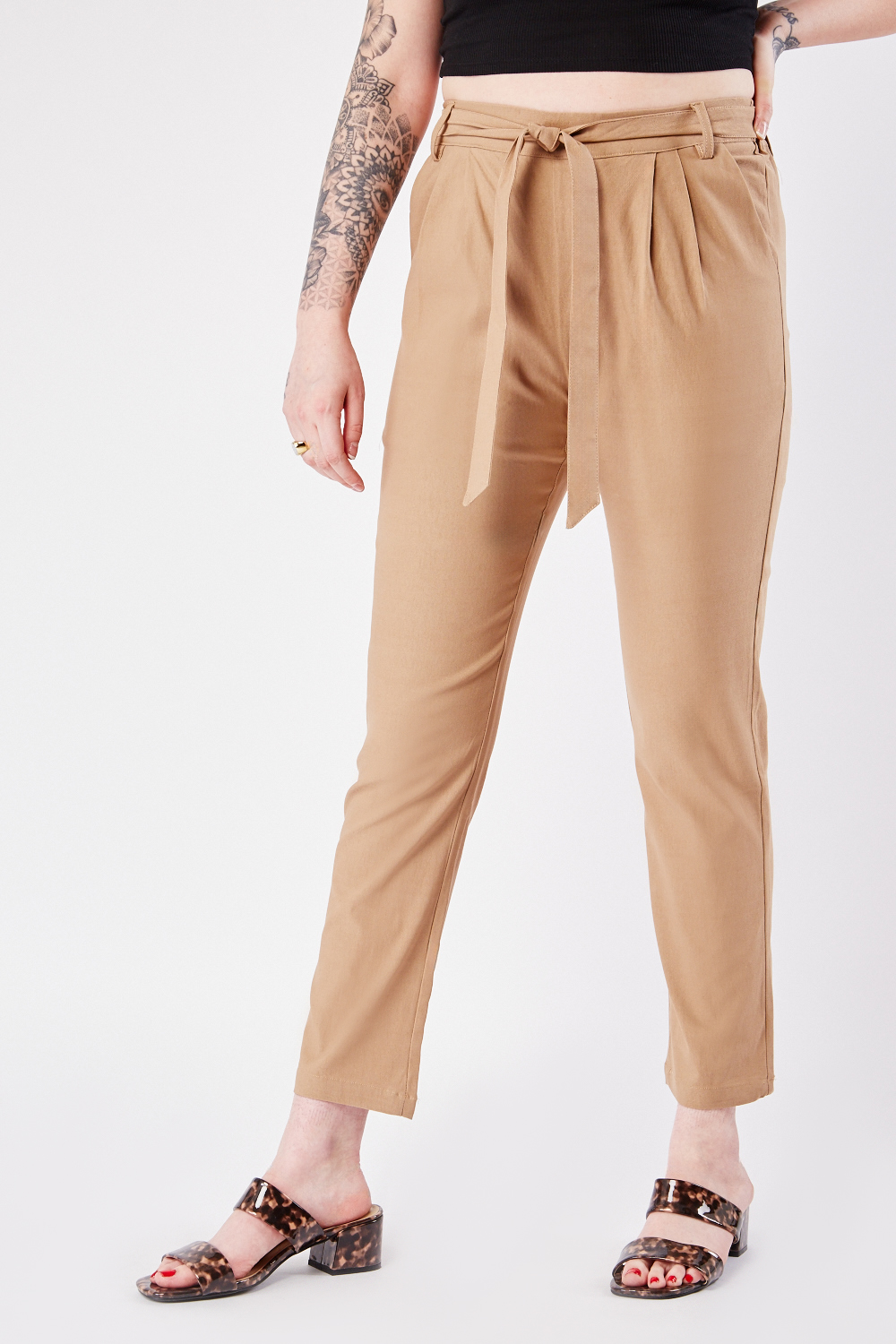 High Waist Tie Up Trousers