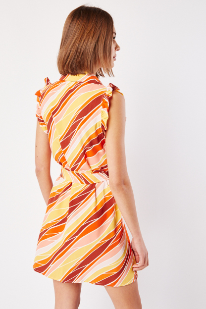 Multi Striped Ruffle Dress