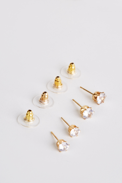 Pack Of 3 Gold Studs And Hoops Earrings Set
