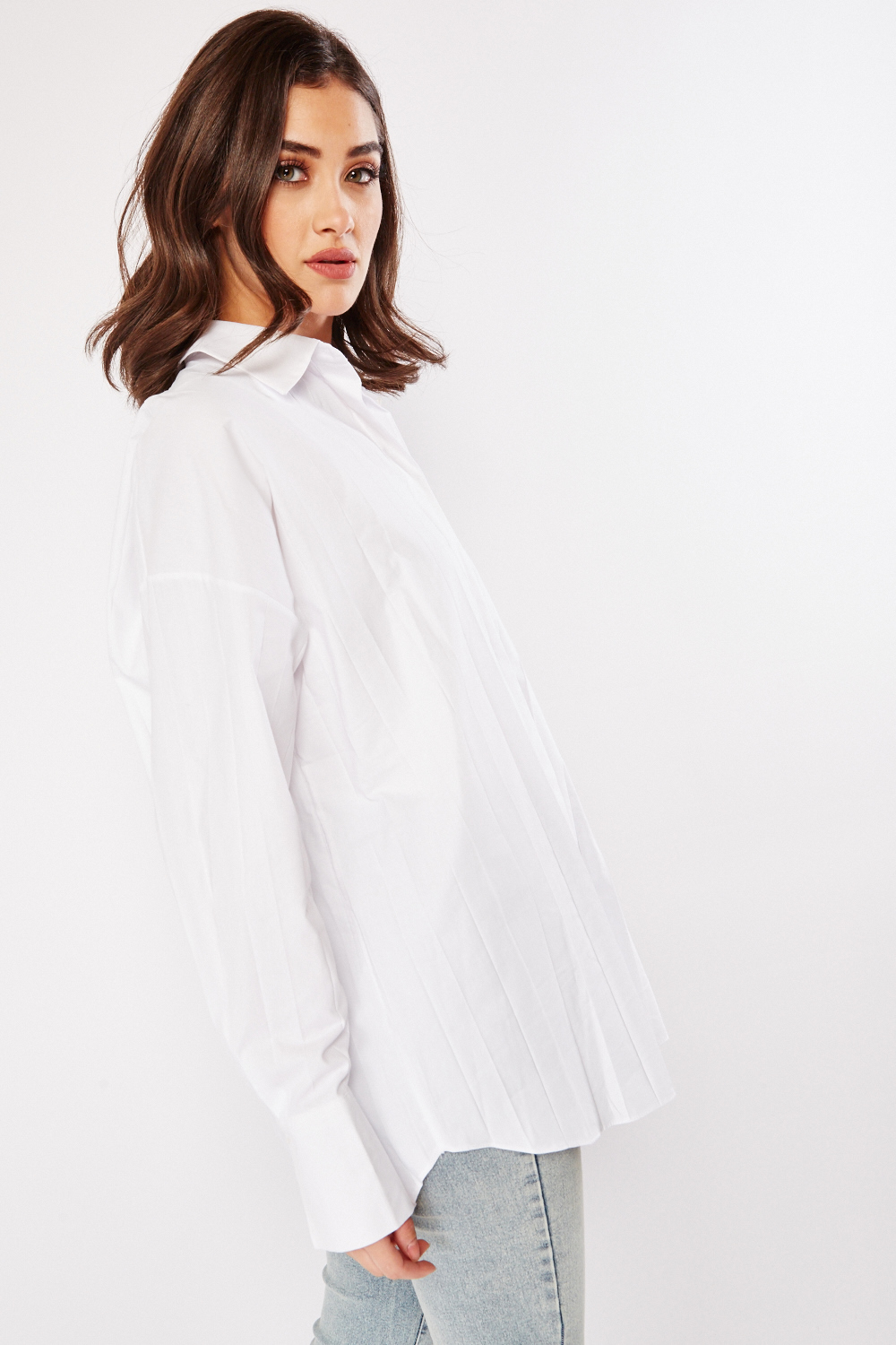 Pleated shoulder cotton shirt sale