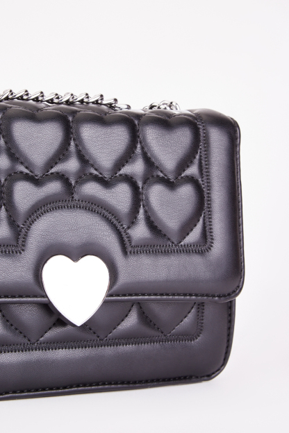 Quilted Heart Faux Leather Shoulder Bag
