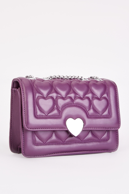 Quilted Heart Faux Leather Shoulder Bag
