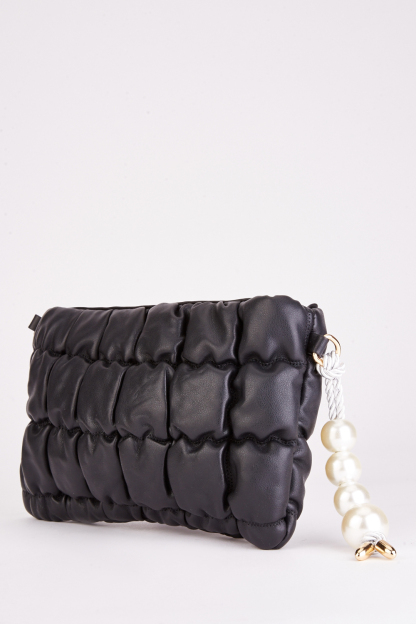Ruched Quilted Clutch Bag