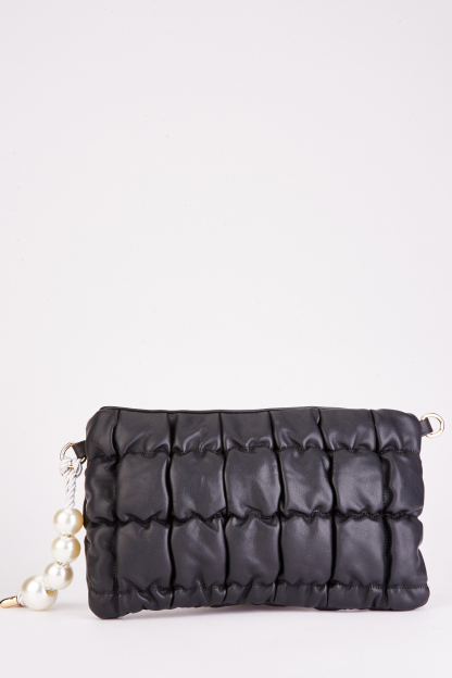Ruched Quilted Clutch Bag