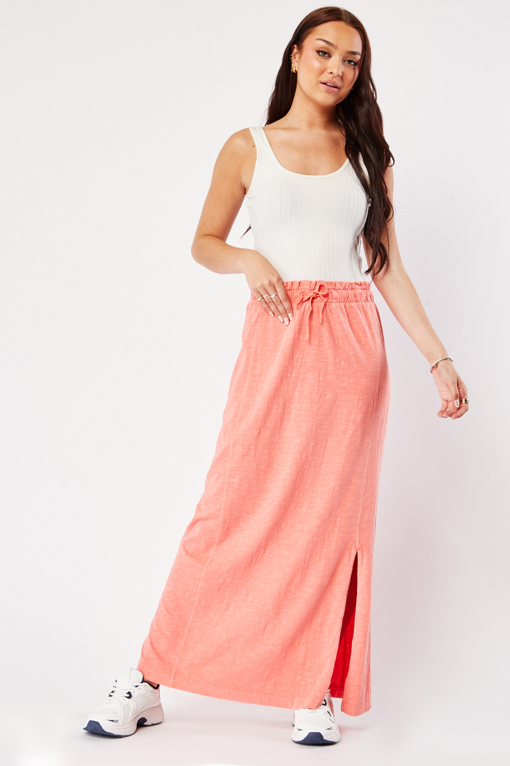 Slit Front Jersey Maxi Skirt Everything5Pounds