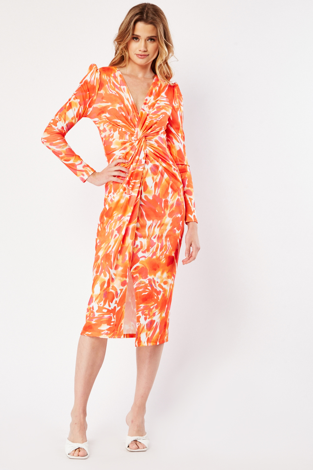 Twisted Front Printed Dress