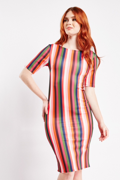 Horizontal striped bodycon dress best sale