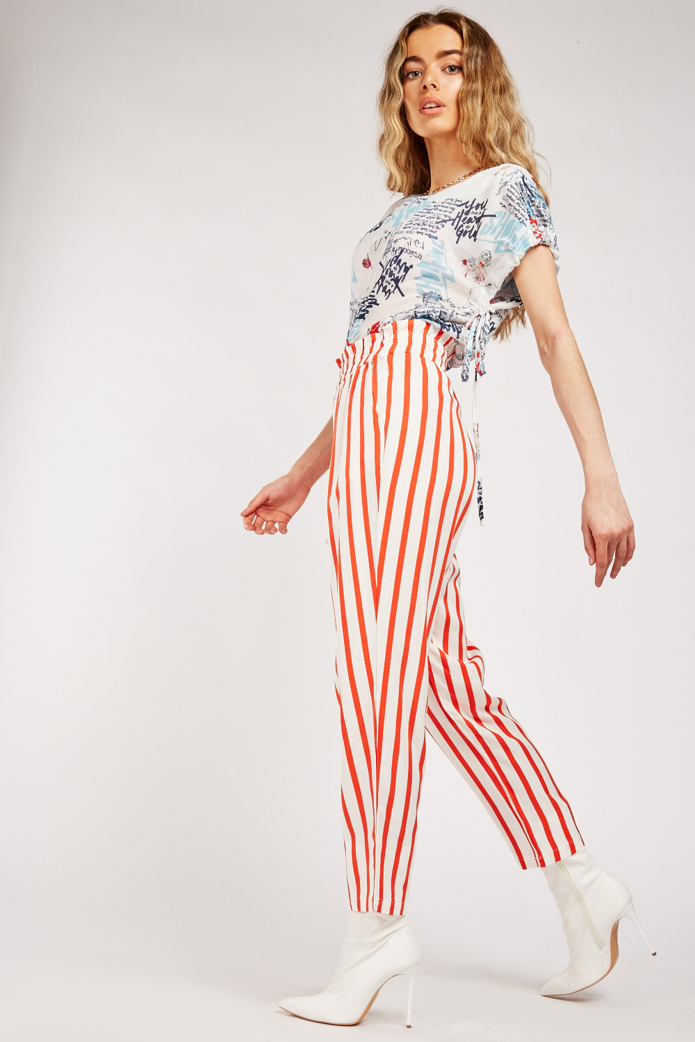 Orange and white striped pants online