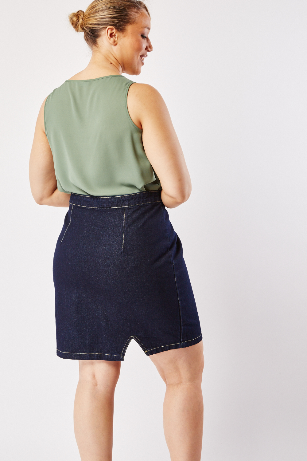 Zip front denim skirt sale