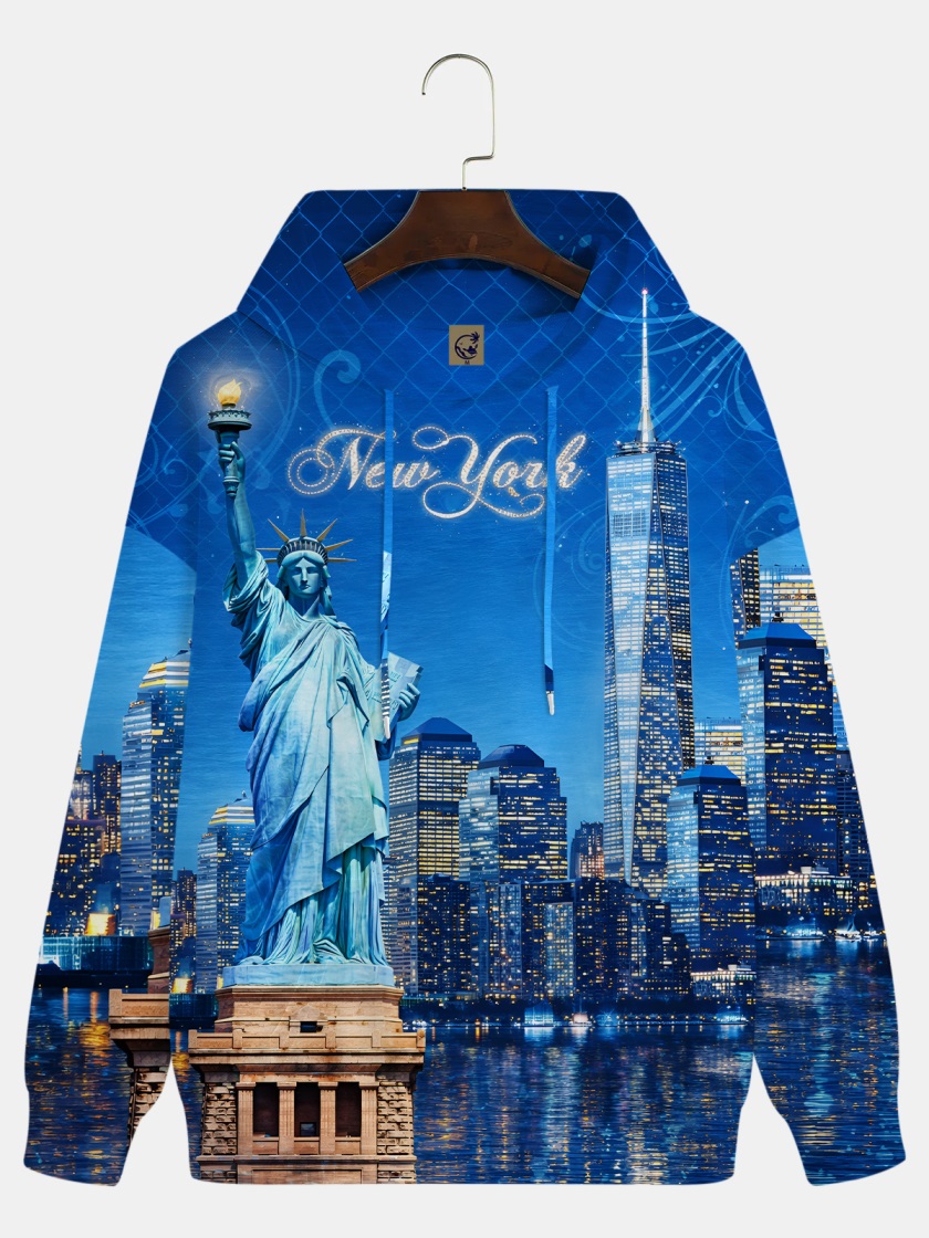Men’s New York Print Cartoon Custom-Made Hoodie 46