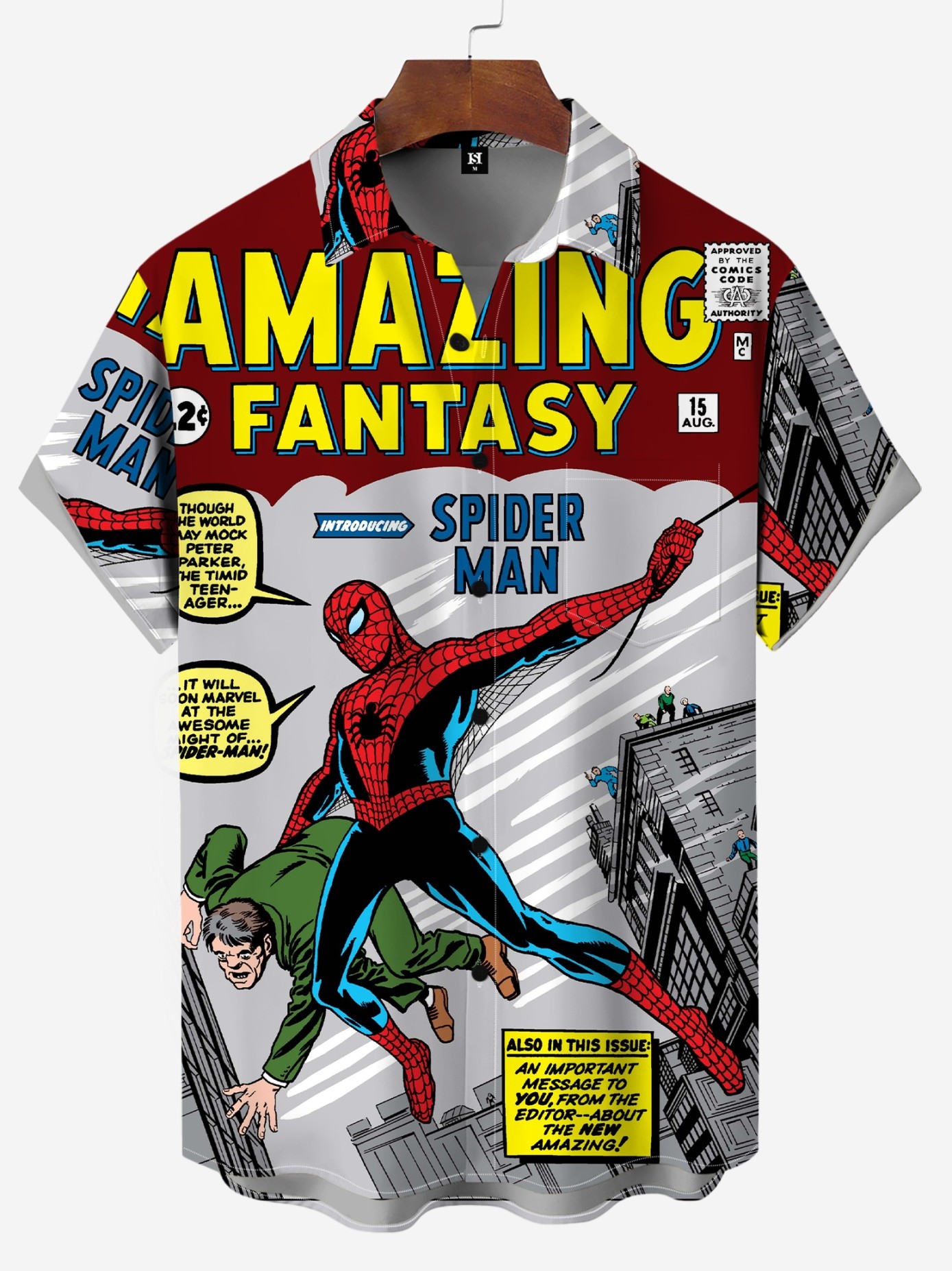 Men's Comic Printed Short Sleeved Shirt 3496