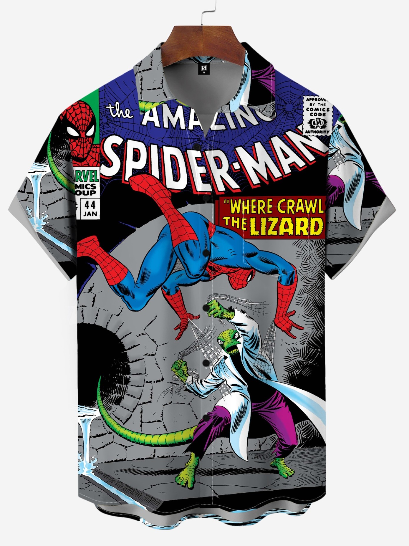 Men's Comic Printed Short Sleeved Shirt 3672