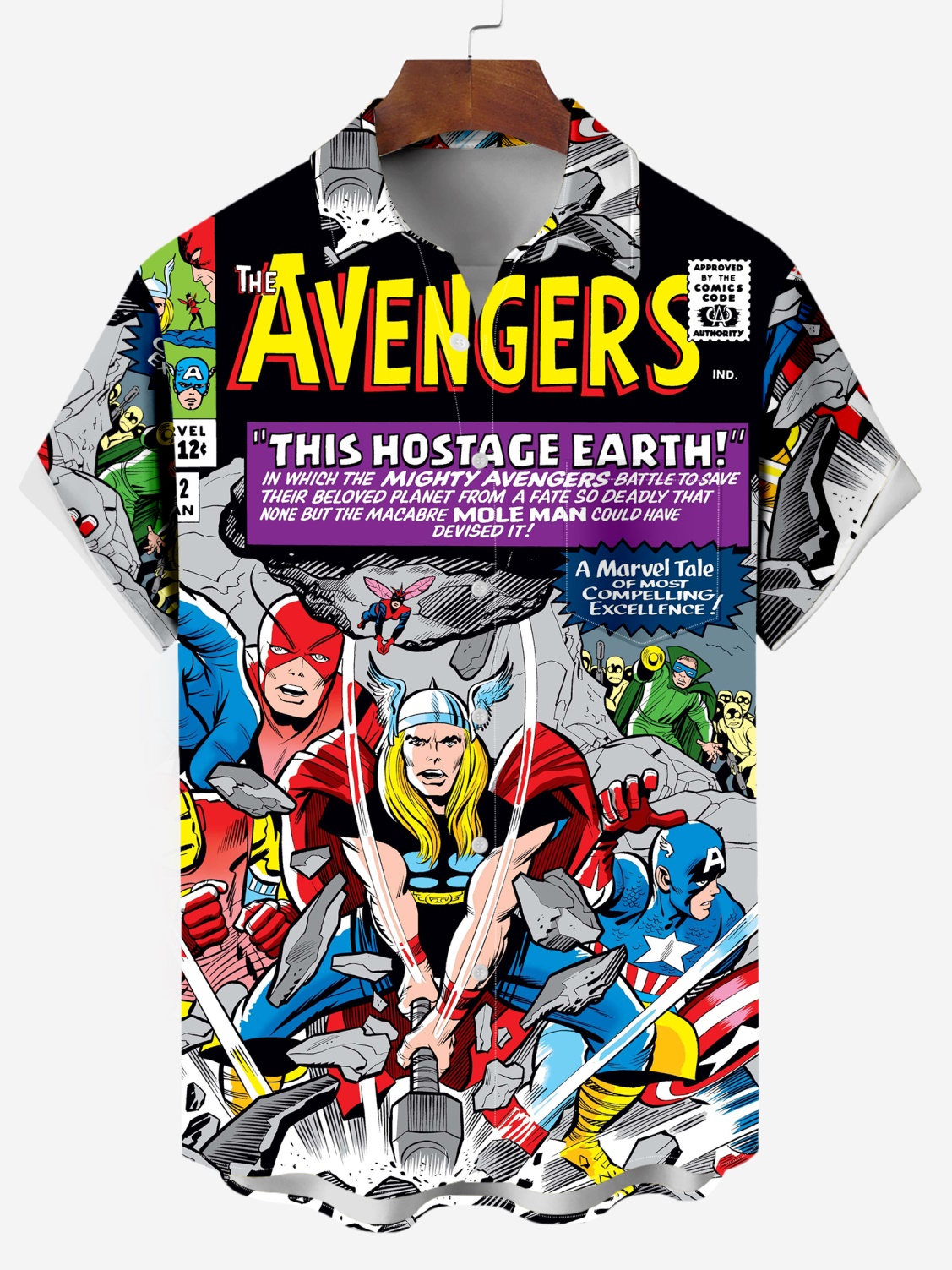 Classic Superhero Comic Print Short-Sleeved Shirt 03