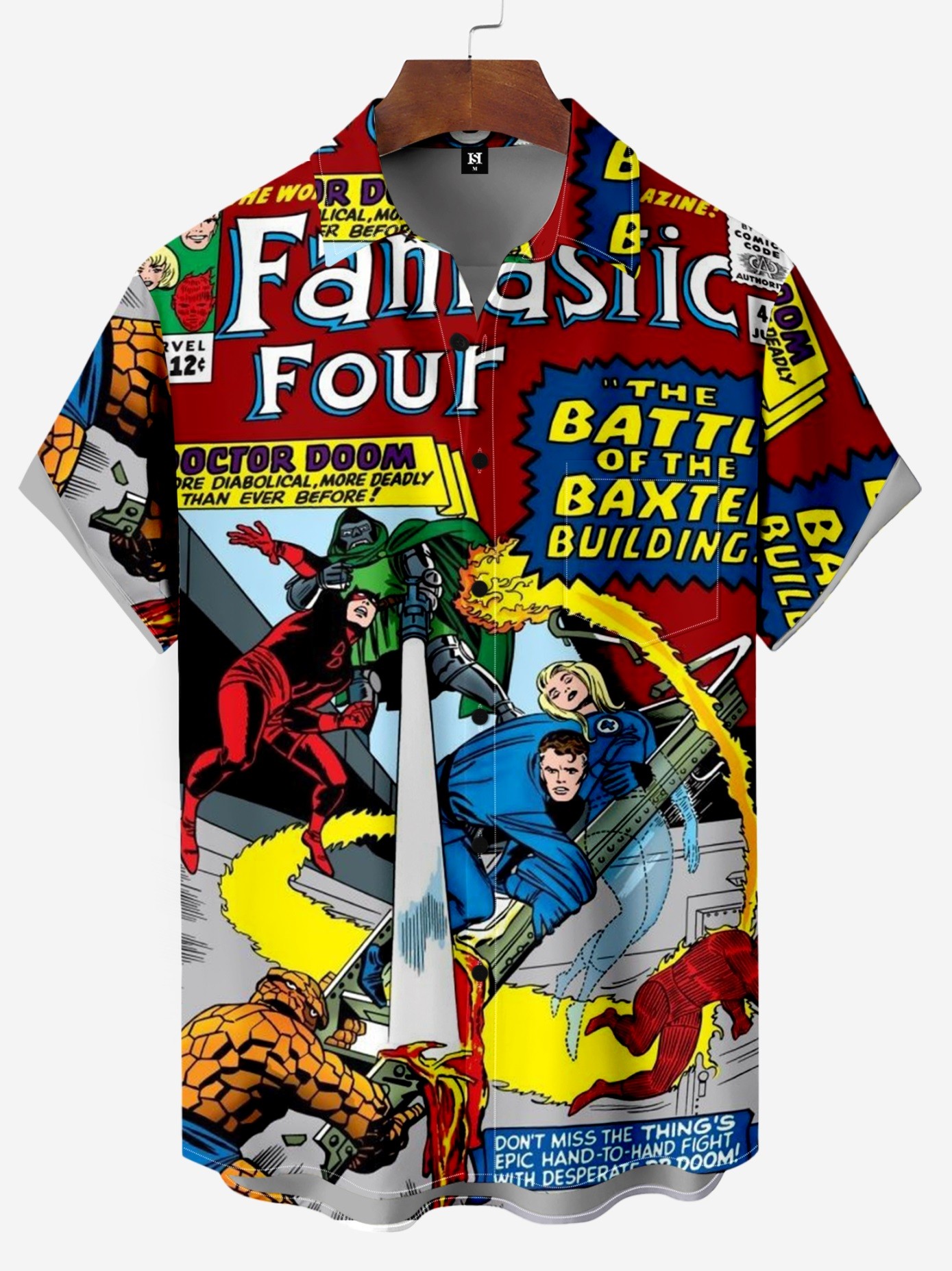 Men's Comic Printed Short Sleeved Shirt