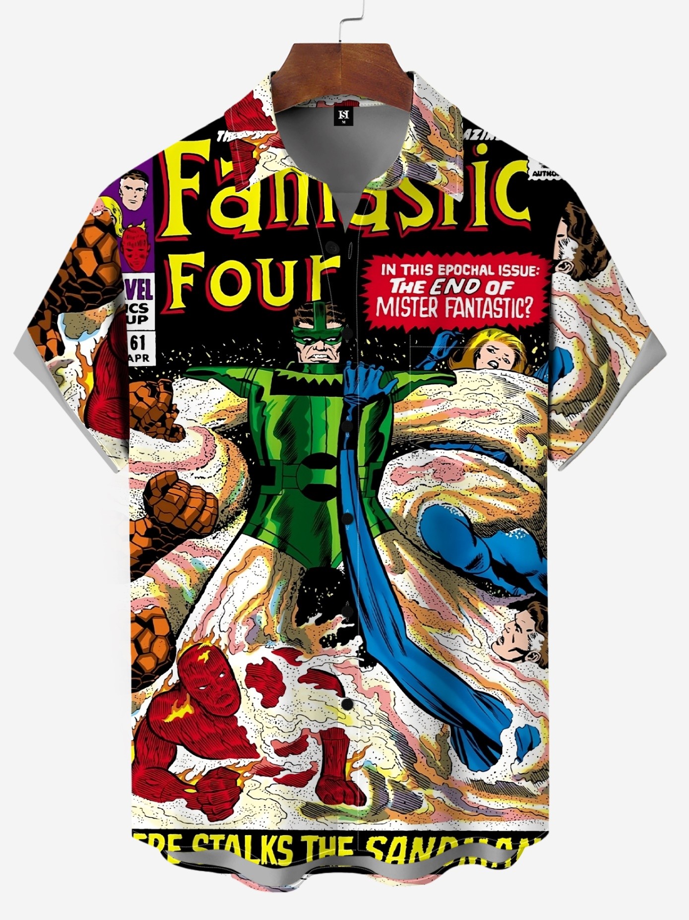 Men's Classic Comic Print Short Sleeve Shirt 4105
