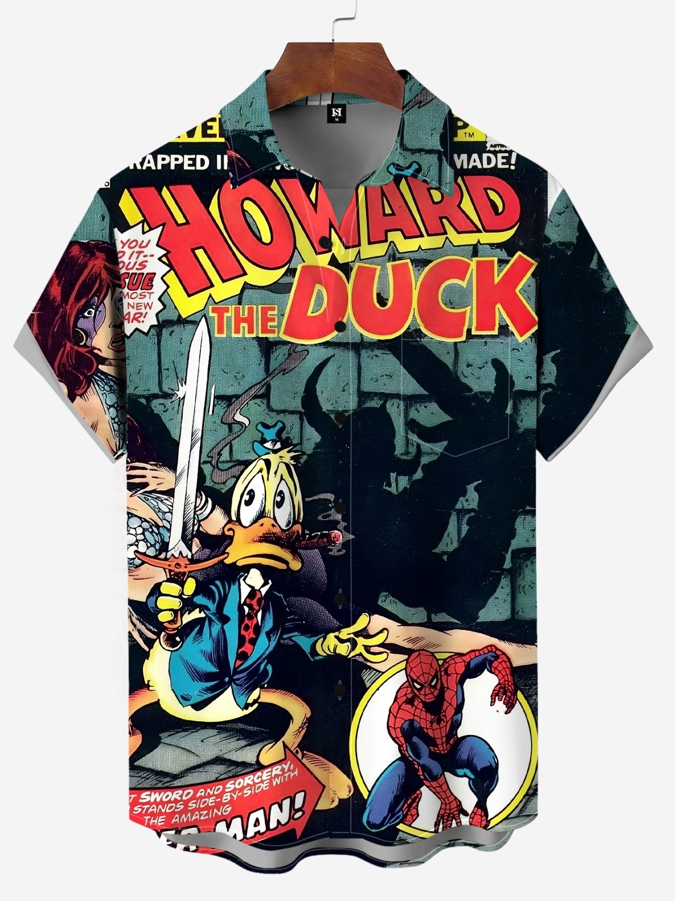 Men's Comic Printed Short Sleeved Shirt 4458