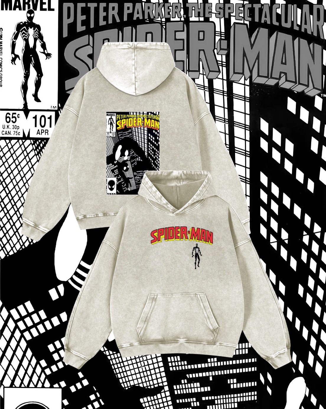 Superhero Vintage Washed Hoodie 013